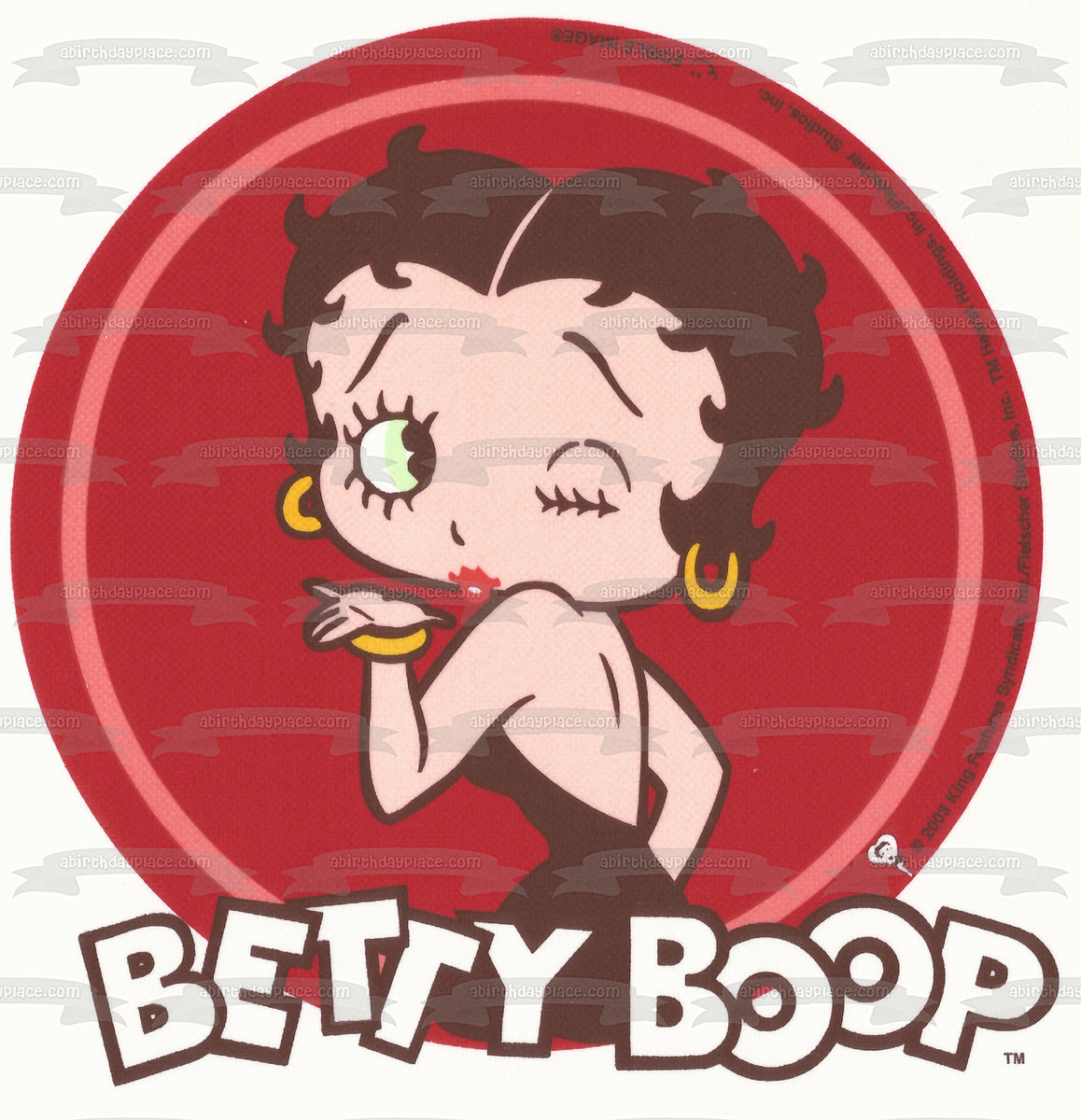 Betty Boop Blowing a Kiss and a Red Background Edible Cake Topper Imag ...