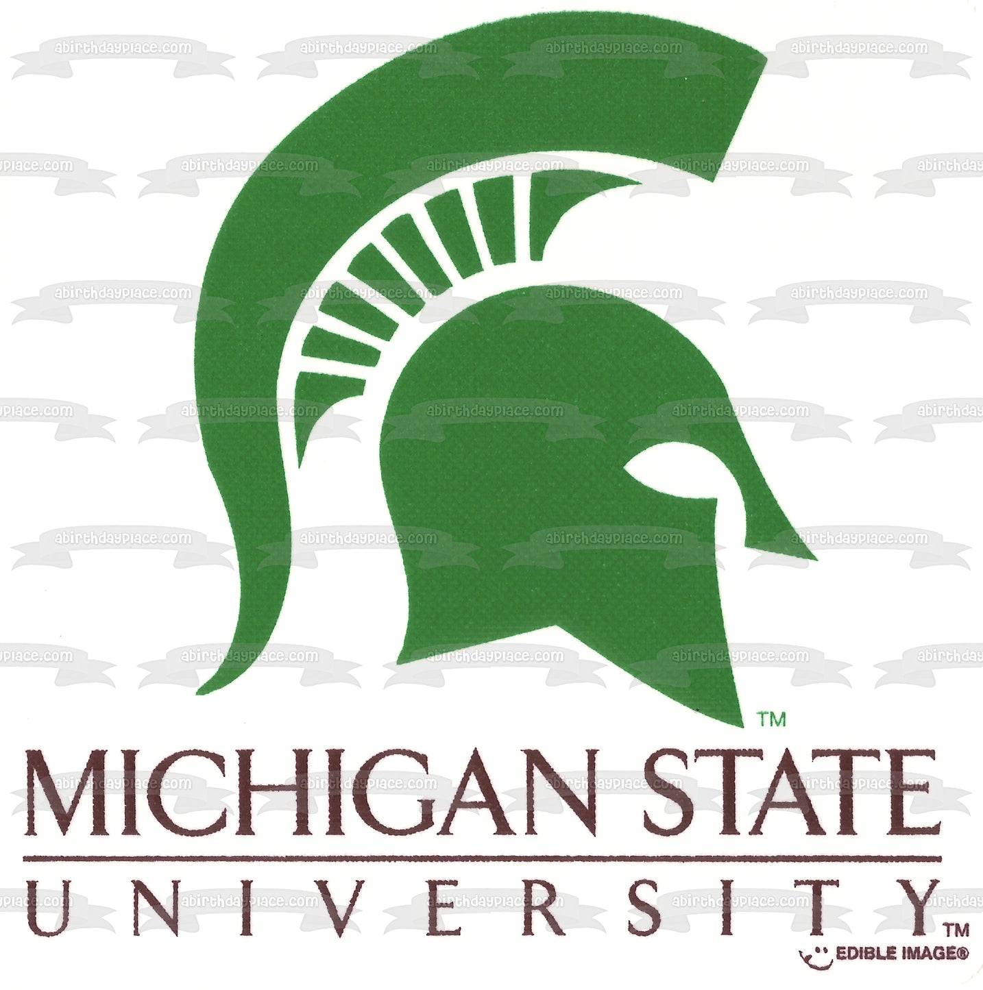 Imagen comestible para tarta con logotipo de los Spartans de la Universidad Estatal de Michigan ABPID07264 