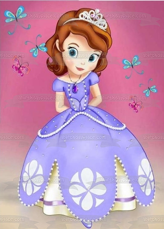 Sofia the First Butterflies Edible Cake Topper Image ABPID07271