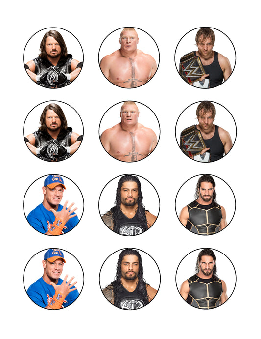 World Wrestling Entertainment Roman Reigns Brock Lesnar y Aj Styles Imágenes comestibles para cupcakes ABPID07296 