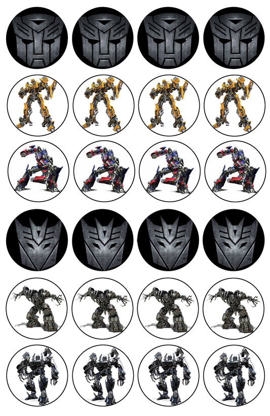 Transformers Logo Bumblebee Optimus Prime Iron Hide Edible Cupcake Topper Images ABPID07310