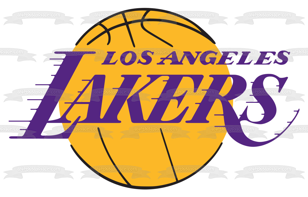 Imagen de decoración comestible para tarta de baloncesto de la NBA con el logotipo de Los Angeles Lakers ABPID07336 