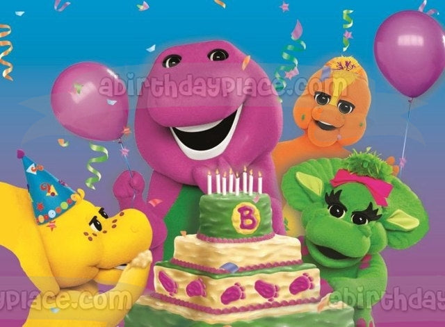 Barney Happy Birthday Baby Bop Bj Riff and a Cake Edible Cake Topper Image ABPID07352