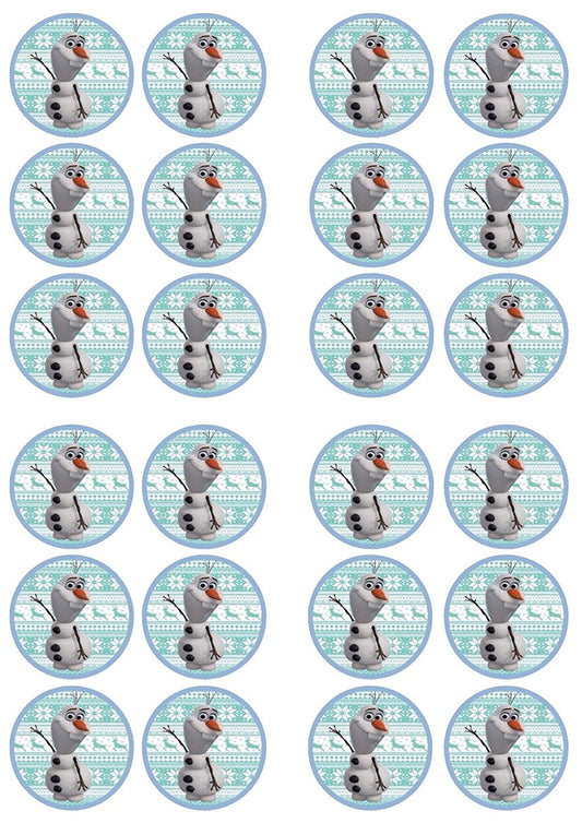 Disney Frozen Olaf Blue Snowflake Background Edible Cupcake Topper Images ABPID07353