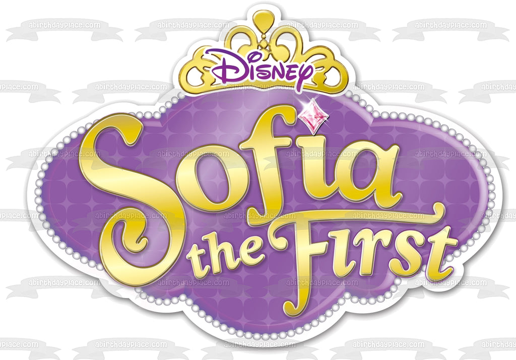 Sofia the First Logo Crown with a Purple Background Edible Cake Topper ...