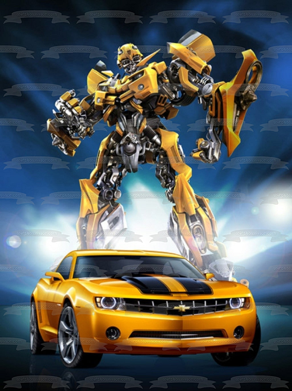 Transformers Bumblebee Autobot y Goldwheels Chevy Car decoración comestible para tarta imagen ABPID07495 