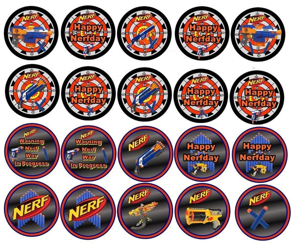 NERF Happy Birthday Guns Darts Edible Cupcake Topper Images ABPID07517