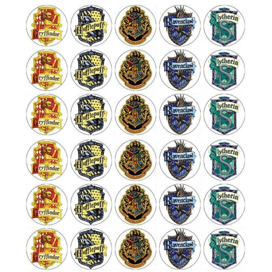 Harry Potter Hogwarts Crests Gryffindor Hufflepuff Hogwarts Emblem Ravenclaw and Slytherin Edible Cupcake Topper Images ABPID07527