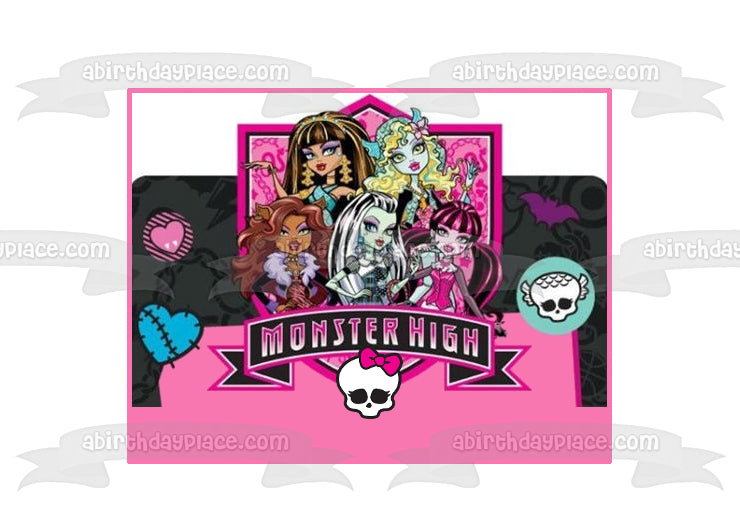 Monster High Clawdeen Wolf Lagoona Blue Cleo De Nile Draculaura y Frankie Stein Adorno comestible para tarta Imagen ABPID07548 