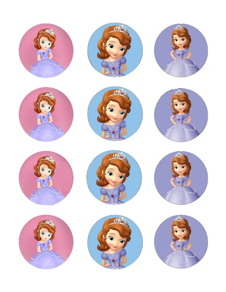 Sofia the First Ball Gown Tiara Edible Cupcake Topper Images ABPID07552