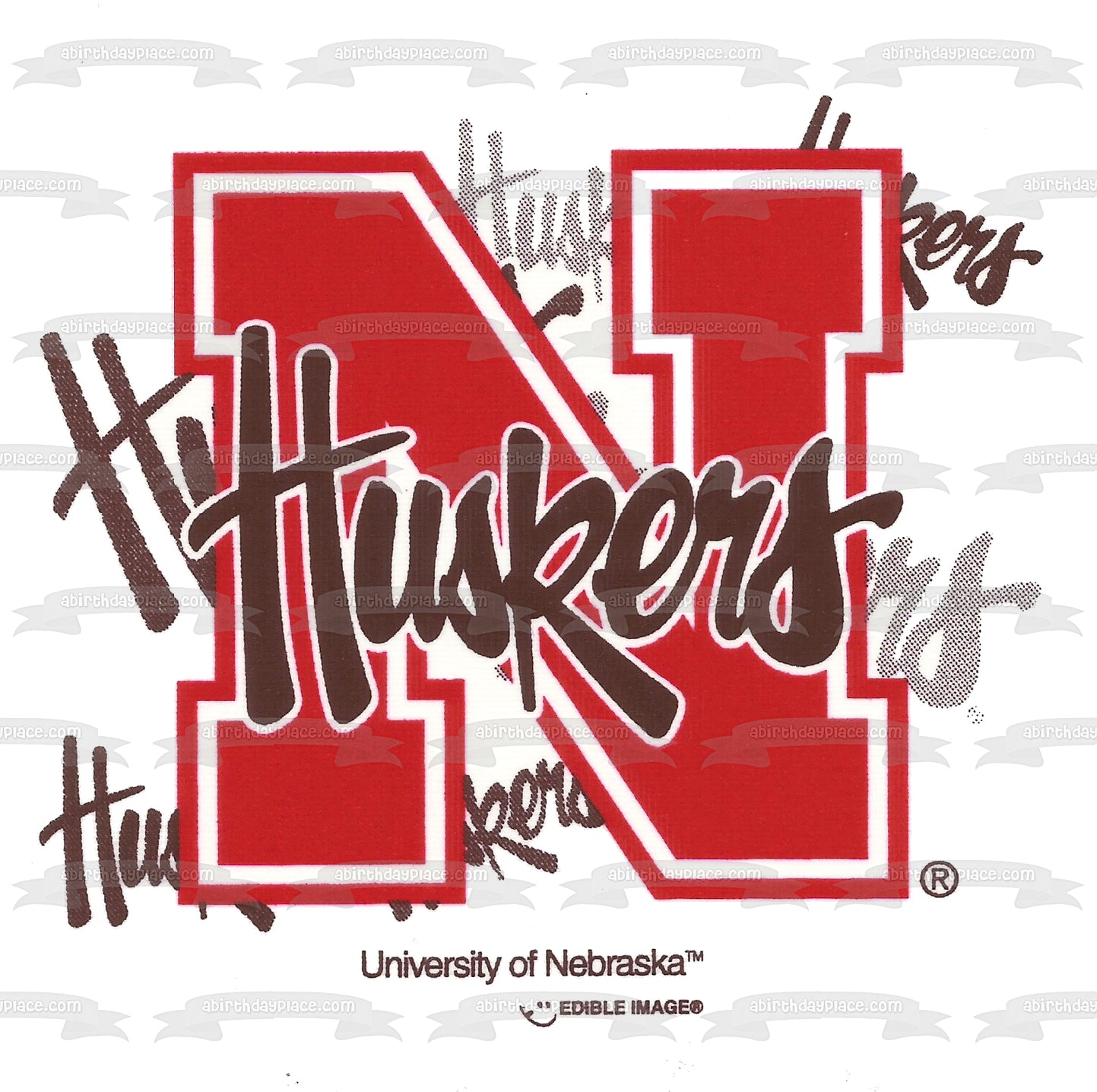 Imagen comestible para tarta con logotipo de la Universidad de Nebraska Huskers NCAA ABPID07553 