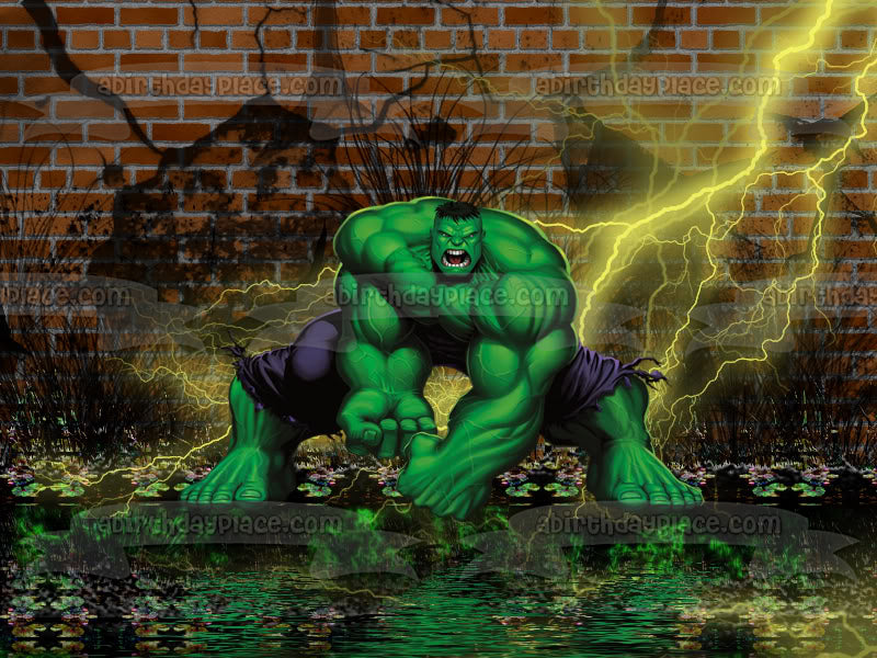 Avengers The Hulk Angry with a Brick Wall Background Edible Cake Topper Image ABPID07624