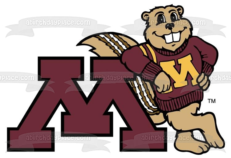 Logotipo de la Universidad de Minnesota con decoración comestible para tarta Goldy Gopher, imagen ABPID07634 