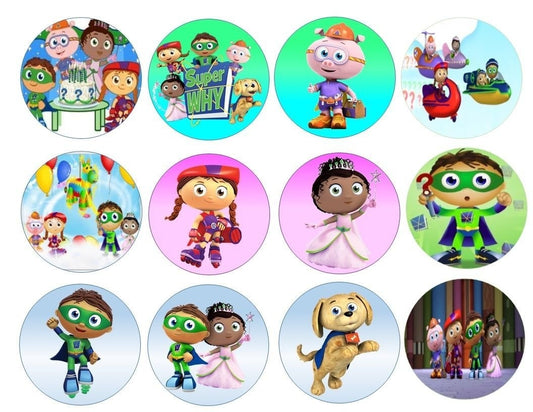 Super Why Happy Birthday Cake Pinata Whyatt Pig Princess Pea Edible Cupcake Topper Images ABPID07671