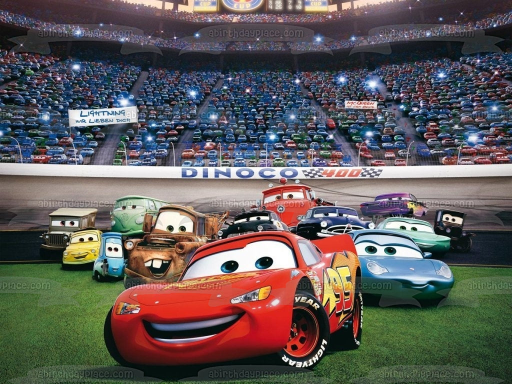 Cars Lightening McQueen Mater Doc Hudson Sally Ramone Fillmore Lizzie y Flo Adorno comestible para tarta Imagen ABPID07699 