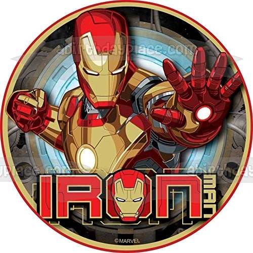 Imagen comestible para decoración de tarta de Iron Man y su logotipo ABPID07704 