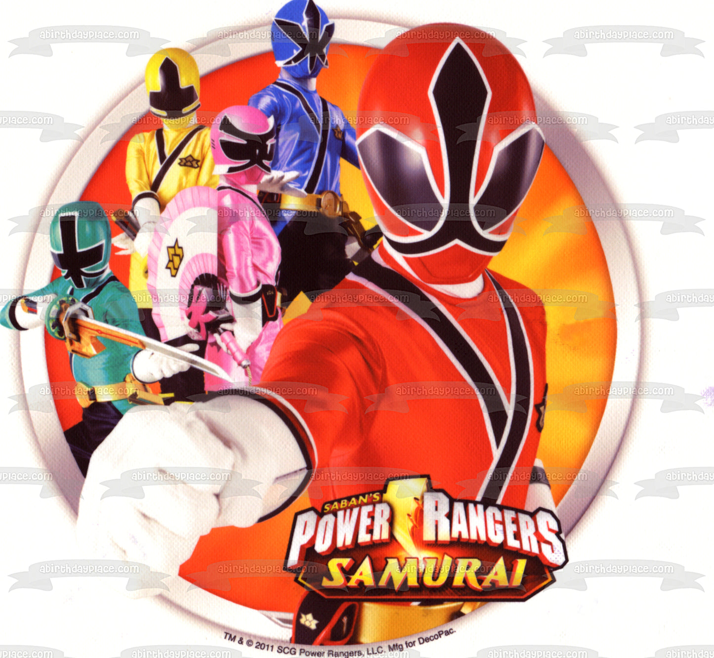 Power Rangers Samurai Pink Ranger Kimberly Red Ranger Jason y Yellow Ranger Trini Imagen comestible para tarta ABPID07737 