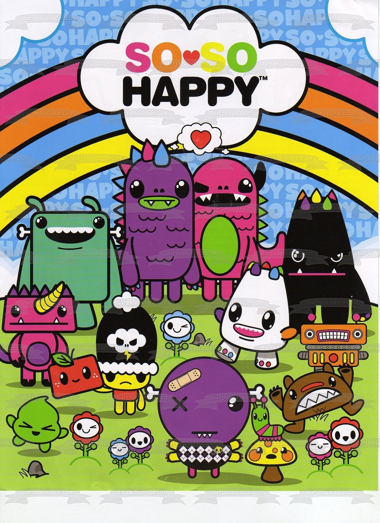 So so Happy Monsters and a Rainbow Edible Cake Topper Image ABPID07750