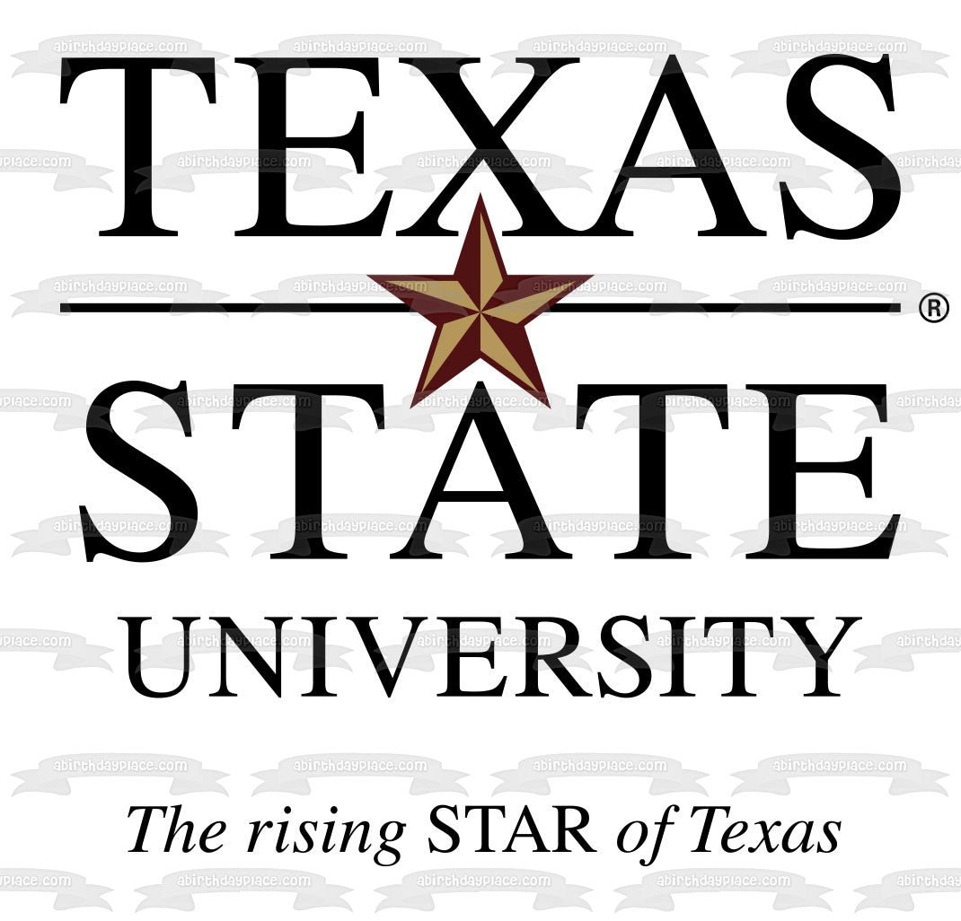 Logotipo de la Universidad Estatal de Texas, la estrella en ascenso de Texas, imagen comestible para decoración de tartas ABPID07766 