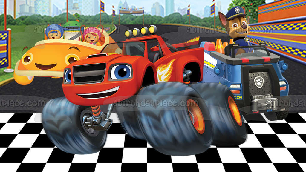 Blaze and the Monster Machines Paw Patrol Team Umizoomi Racing Edible Cake Topper Image ABPID07828