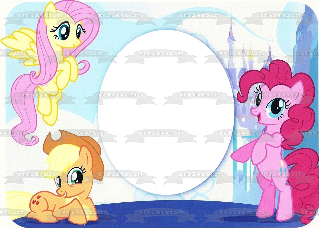 My Little Pony Equestria Girls Fluttershy Pinkie Pie Applejack Marco de imagen comestible para decoración de tarta ABPID07844 