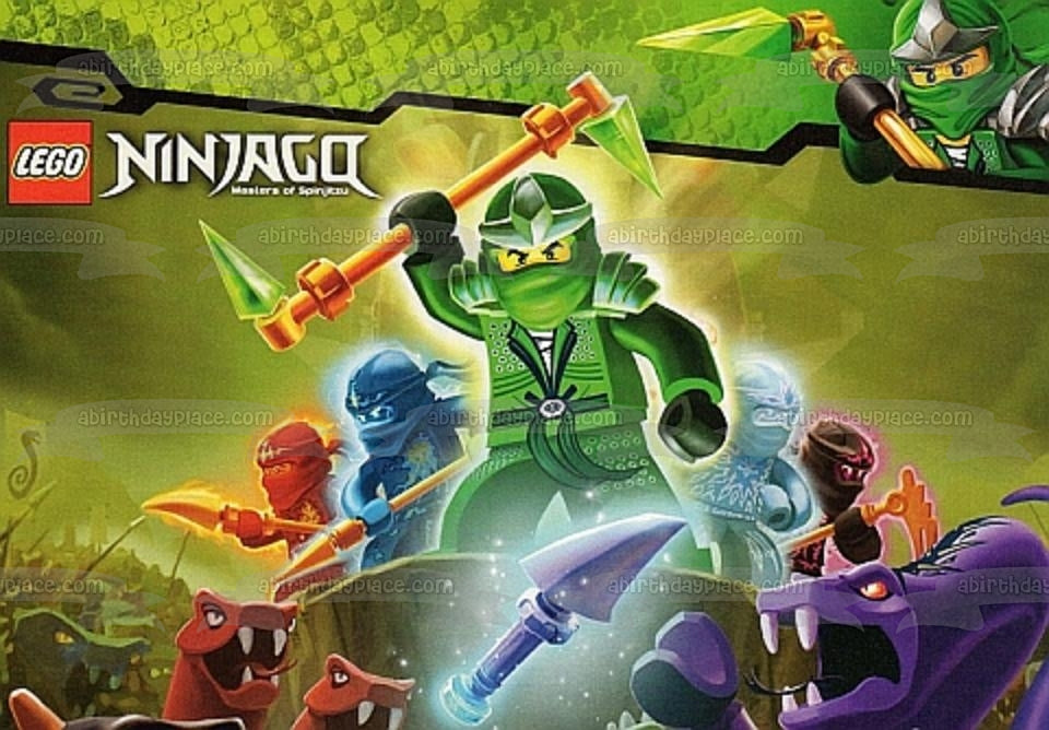 LEGO Ninjago Maestros del Spinjitzu Lloyd Kai Zane Cole y Jay Imagen comestible para decoración de tarta ABPID07867 