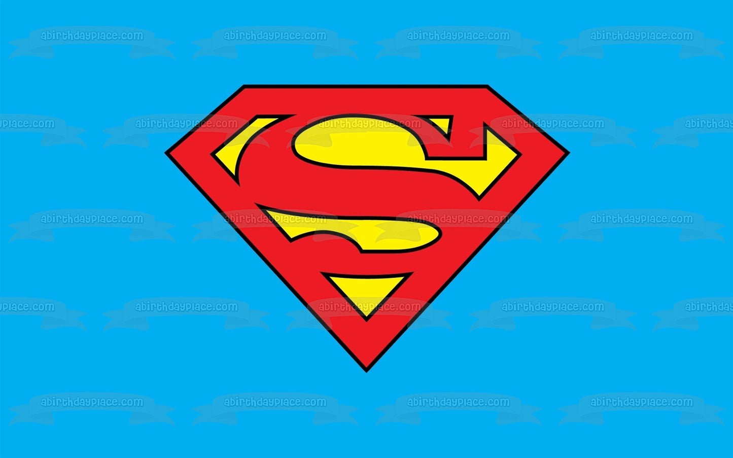 Superman Logo on a Blue Background Edible Cake Topper Image ABPID07935