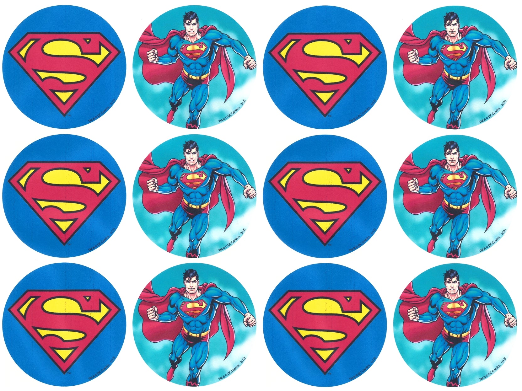 Superman Logo Flying with a Blue Background Edible Cupcake Topper Imag A Birthday Place
