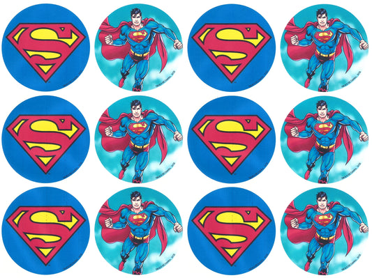 Superman Logo Flying with a Blue Background Edible Cupcake Topper Images ABPID07963