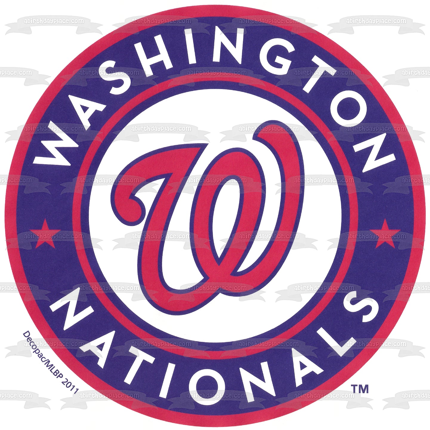 Imagen comestible para tarta con logotipo de los Washington Nationals de la MLB de la Liga Mayor de Béisbol ABPID08010 