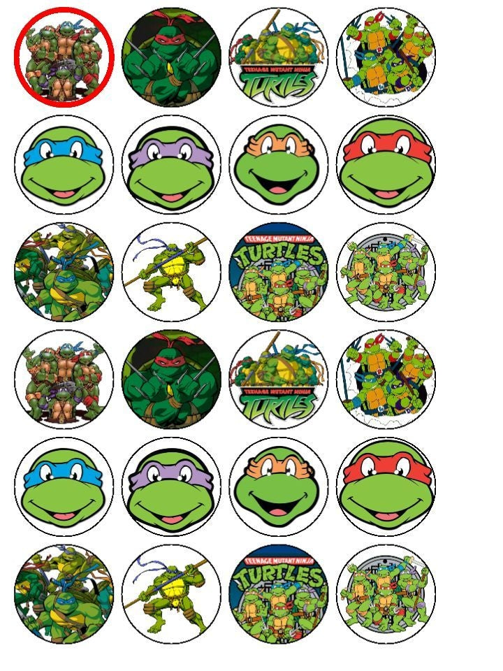 Teenage Mutant Ninja Turtles Logo Donatello Michaelangelo Leonardo Raphael Tmnt Edible Cupcake Topper Images ABPID08073