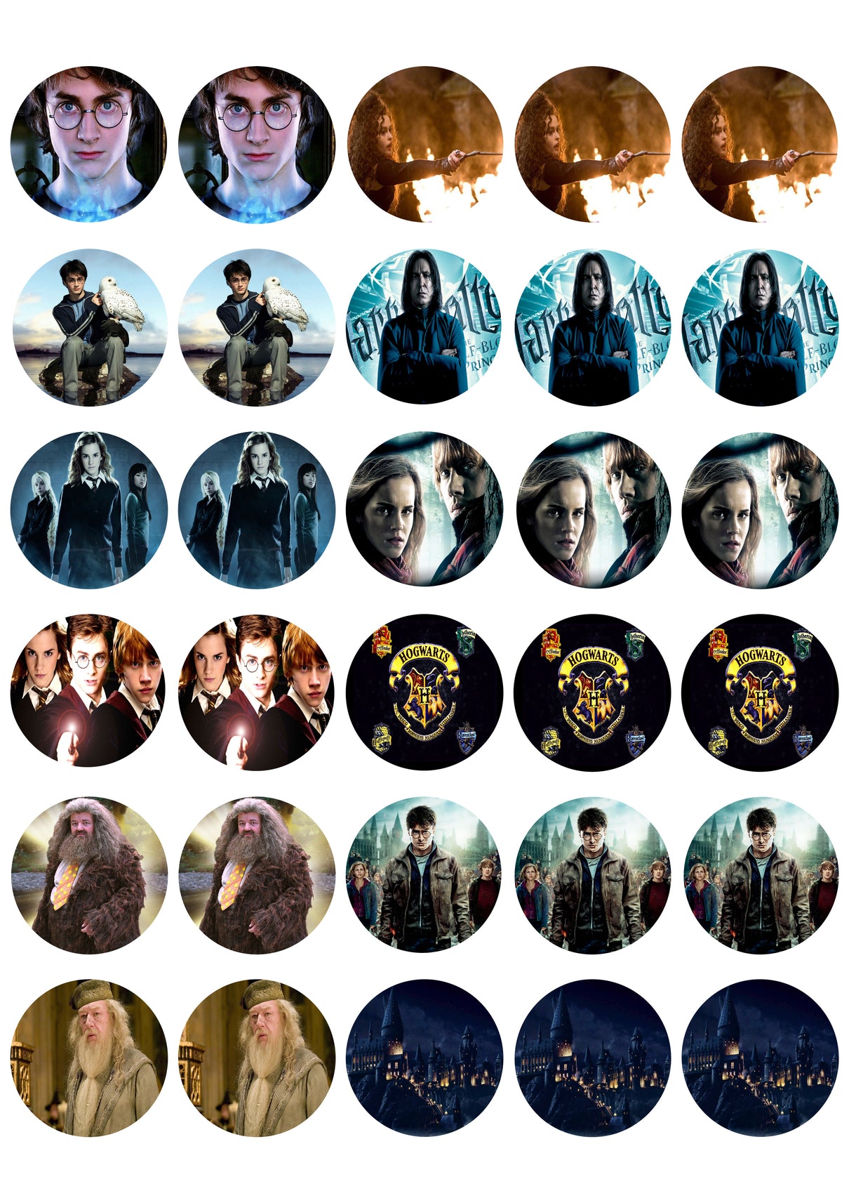 Harry Potter Hermione Granger Ron Weasley Professor Serverus Snape Draco Malfoy Professor Albus Dumbledore Edible Cupcake Topper Images ABPID08110