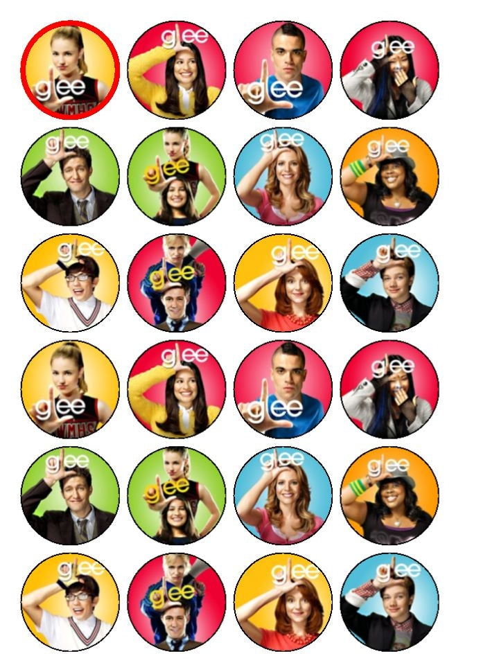 Glee Kurt Hummel Santana Lopez Mercedes Jones Finn Hudson Puck Loser Fingers Edible Cupcake Topper Images ABPID08219