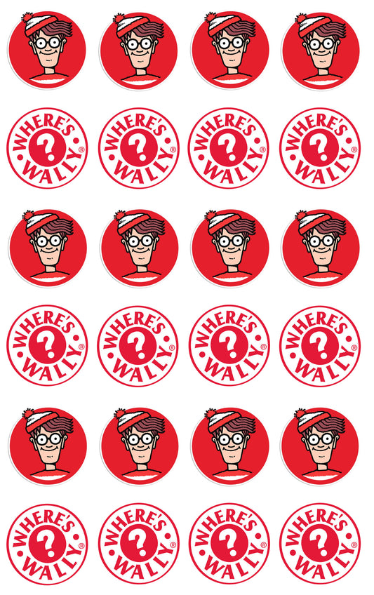 Where's Wally Red Background Question Marks Edible Cupcake Topper Images ABPID08232