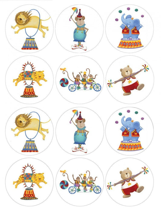 Circus Show Jumping Lion Juggling Elephant Cheerleader Bear Edible Cupcake Topper Images ABPID08303