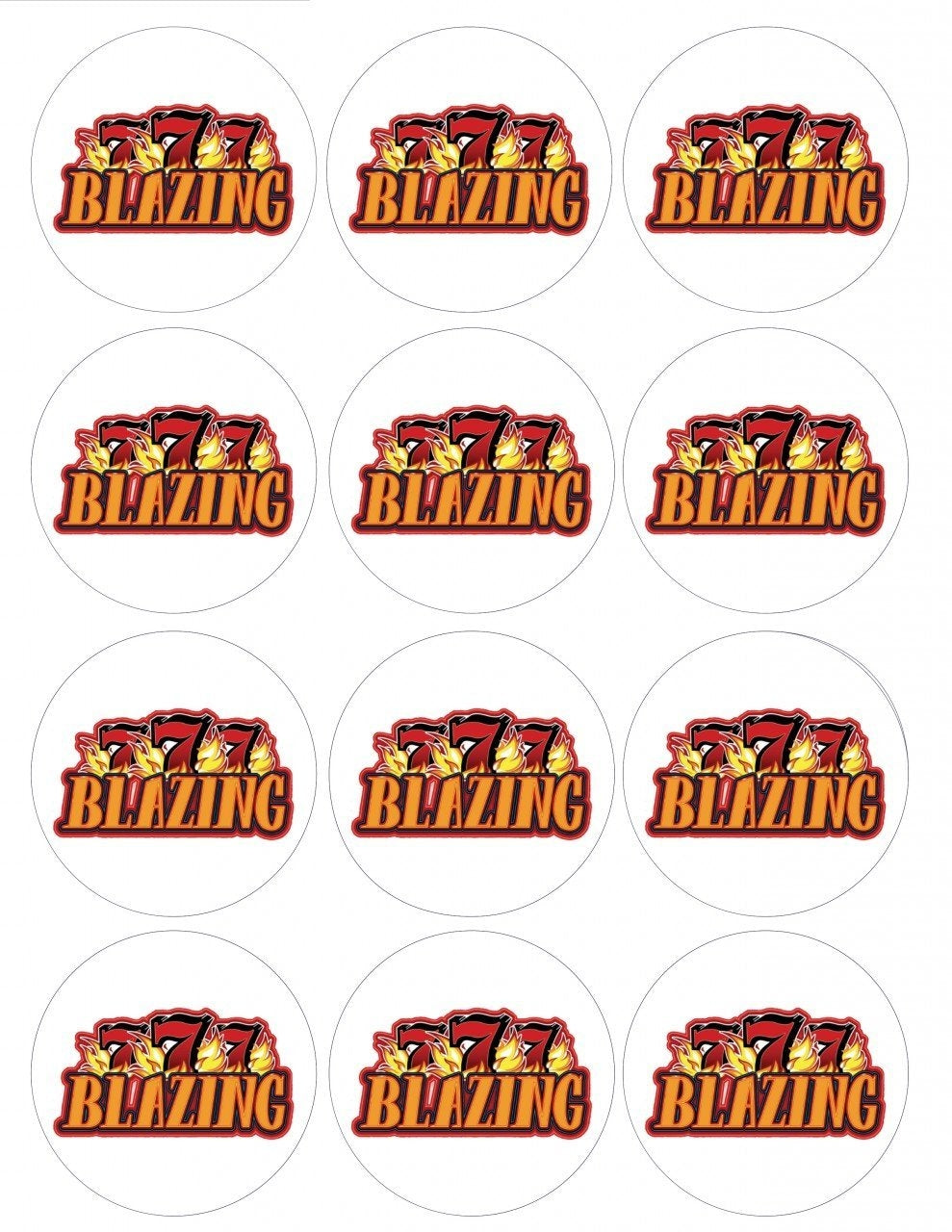 Casino Slot Machine 777 Blazing Edible Cupcake Topper Images ABPID08304