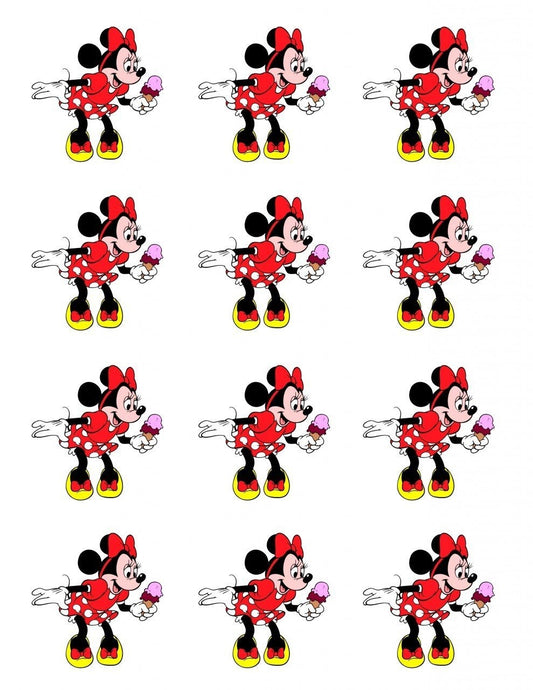 Disney Minnie Mouse Ice Cream Cone Edible Cupcake Topper Images ABPID08313