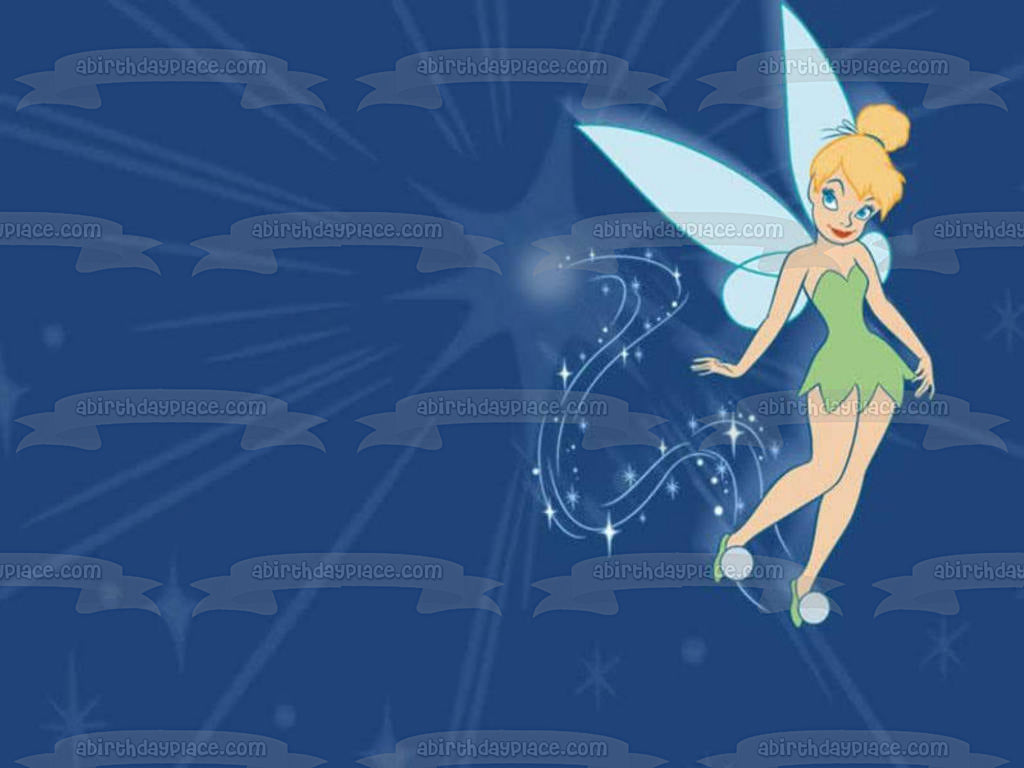 Disney Tinkerbell Flying Stars Edible Cake Topper Image ABPID08342