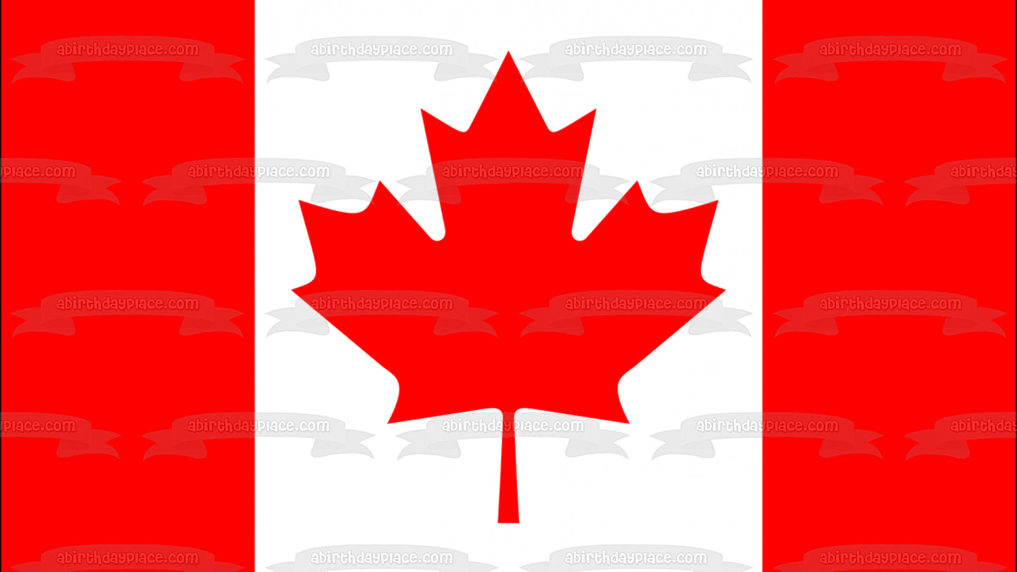 The Canadian Flag Maple Leaf Edible Cake Topper Image ABPID08386