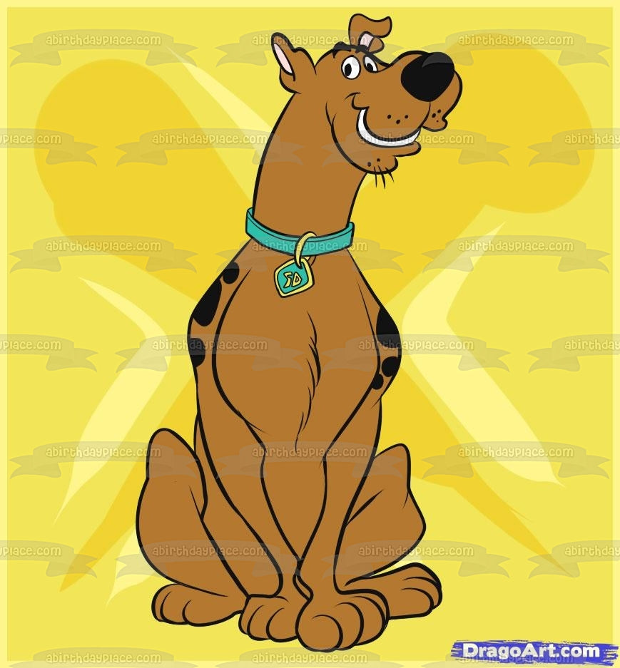 Scooby-Doo Yellow Background Edible Cake Topper Image ABPID08410