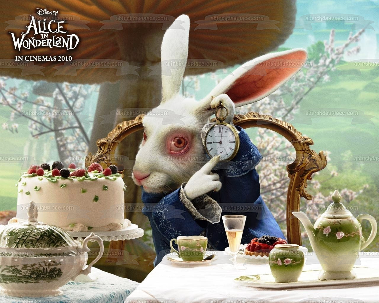 Disney Alice In Wonderland Tea Party the White Rabbit Edible Cake Topper Image ABPID08451