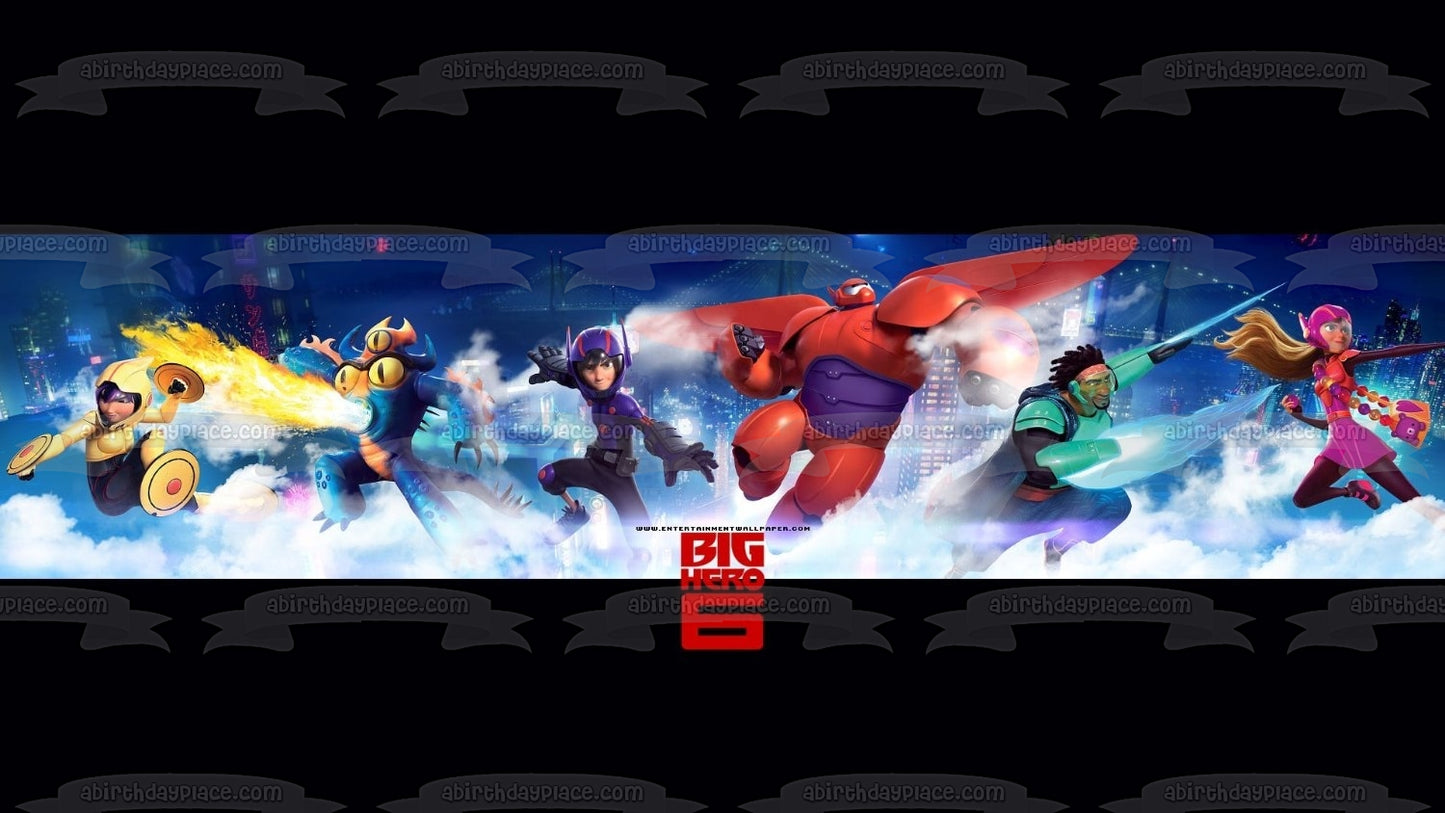 Big Hero 6 Hiro Red Baymax Gogo Miel Limón Fondo Negro Imagen comestible para tarta ABPID08784 