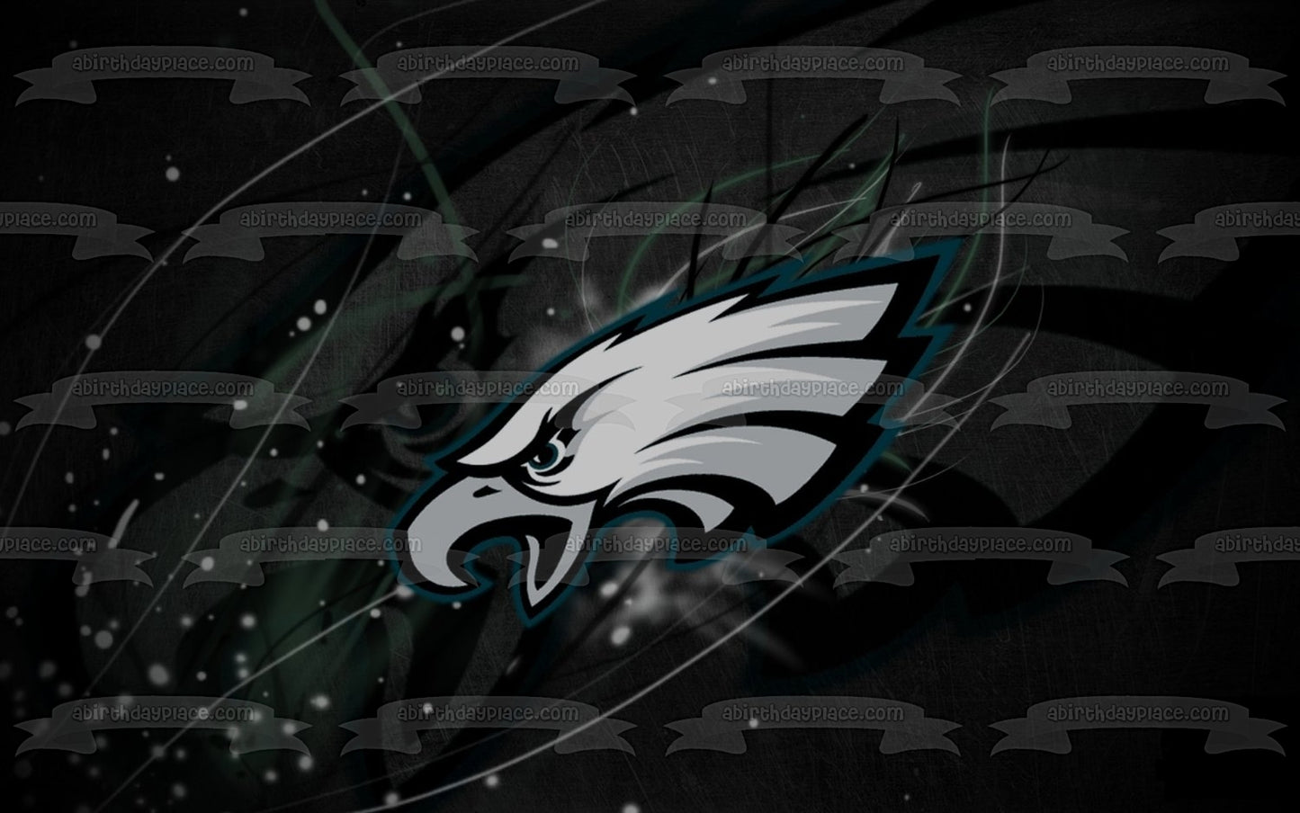 Philadelphia Eagles Dark Logo NFL Black Background Edible Cake Topper Image ABPID08810