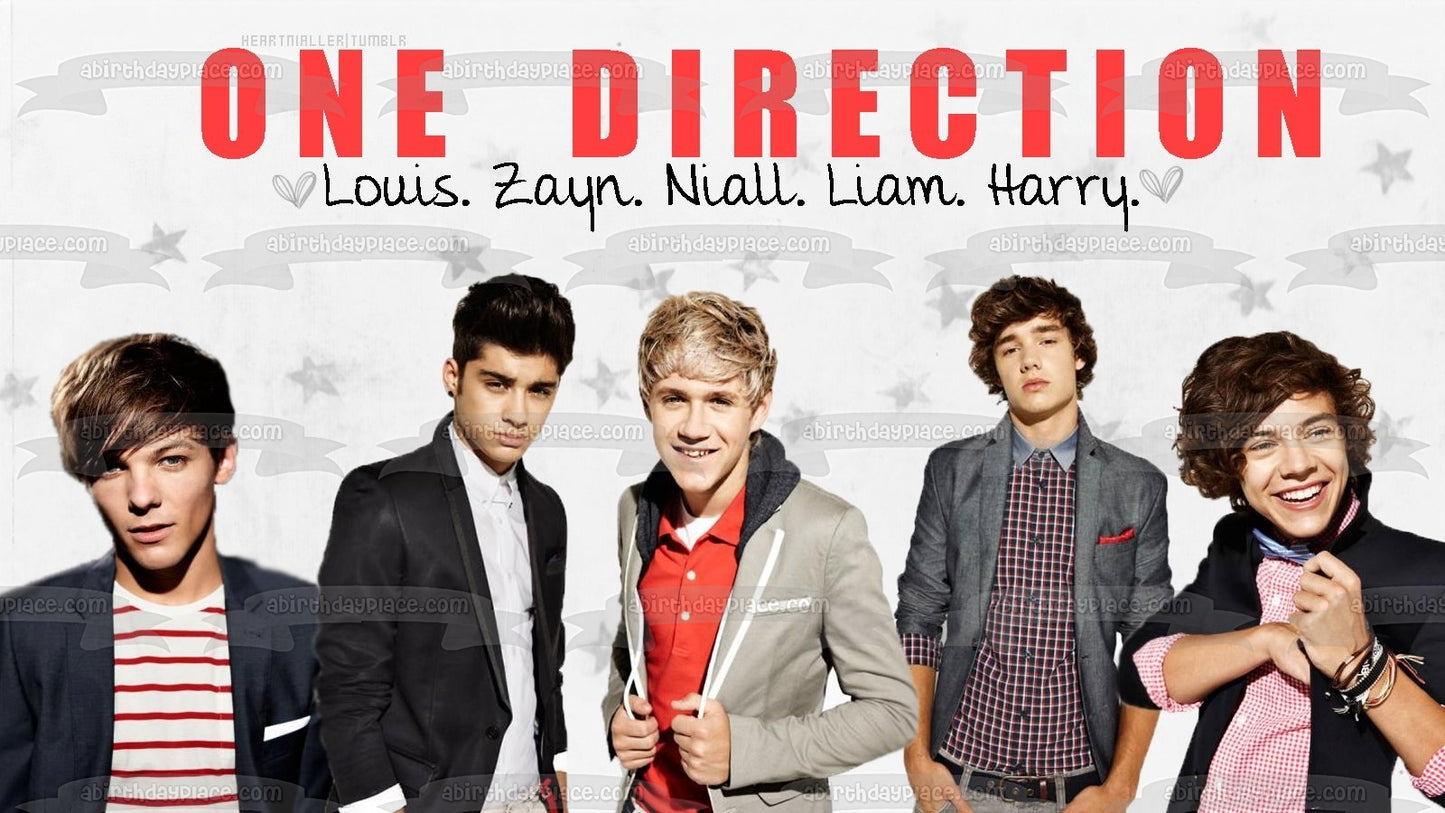 One Direction Louis Zayn Niall Liam Harry Edible Cake Topper Image ABPID08907