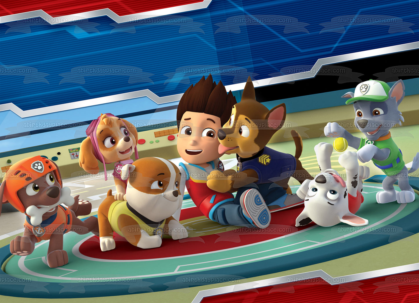 Paw Patrol Chase Everest Skye Zuma Marshall Rocky Ryder Cap'n Turbot Decoración comestible para tarta imagen ABPID08928 