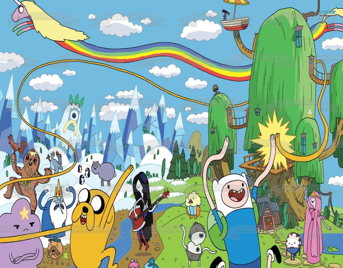 Hora de Aventuras con Finn y Jake Casa del Árbol Lady Rainicorn Adorno comestible para tarta Imagen ABPID09007 