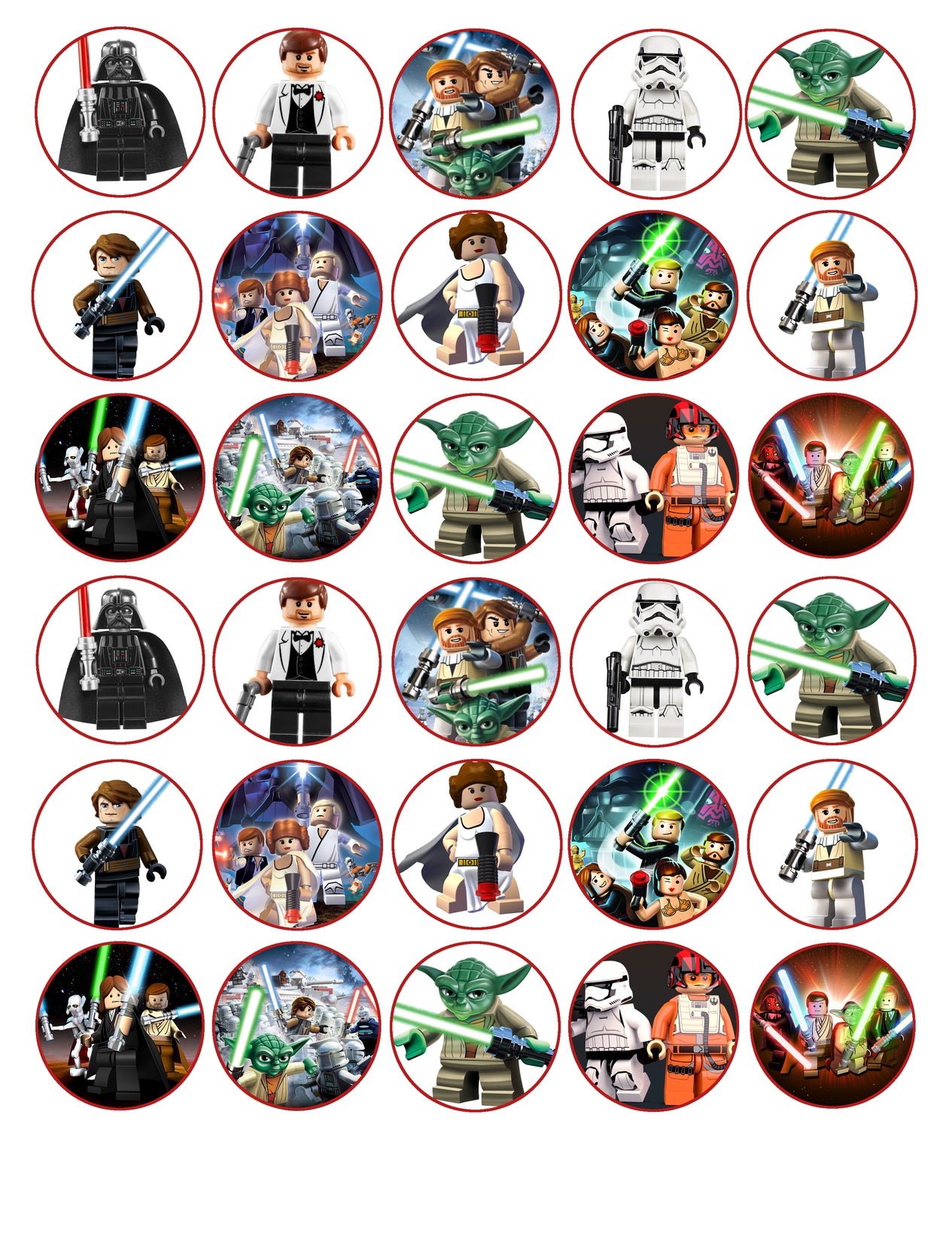 LEGO Star Wars Darth Vader Storm Trooper Yoda Edible Cupcake Topper Images ABPID09033