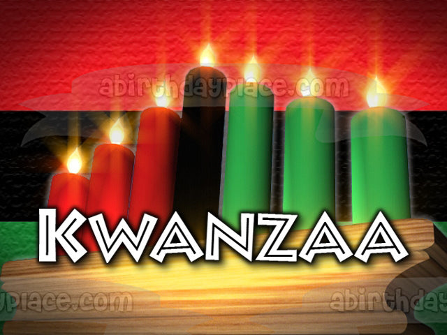 Kwanzaa Candles Red Black Green Edible Cake Topper Image ABPID09034