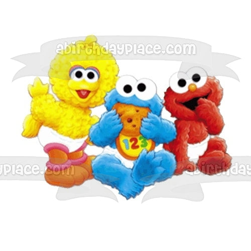 Baby Sesame Street Big Bird Cookie Monster Elmo Edible Cake Topper Image ABPID09040