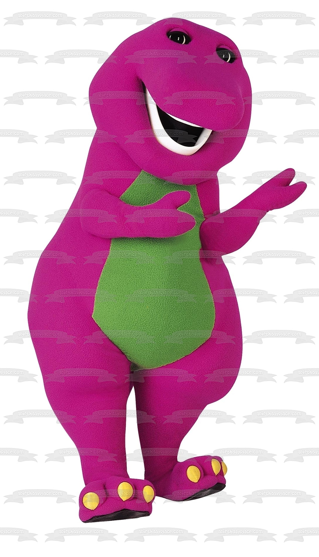 Barney gran dinosaurio morado con modales decoración comestible para tarta imagen ABPID09070 